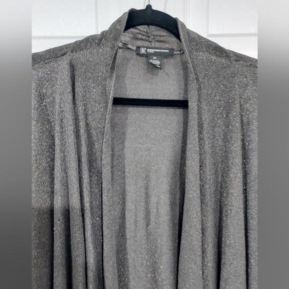 INC Woman Shimmery Gray Drape Open Front Cardigan in Size 2X - Picture 3 of 10